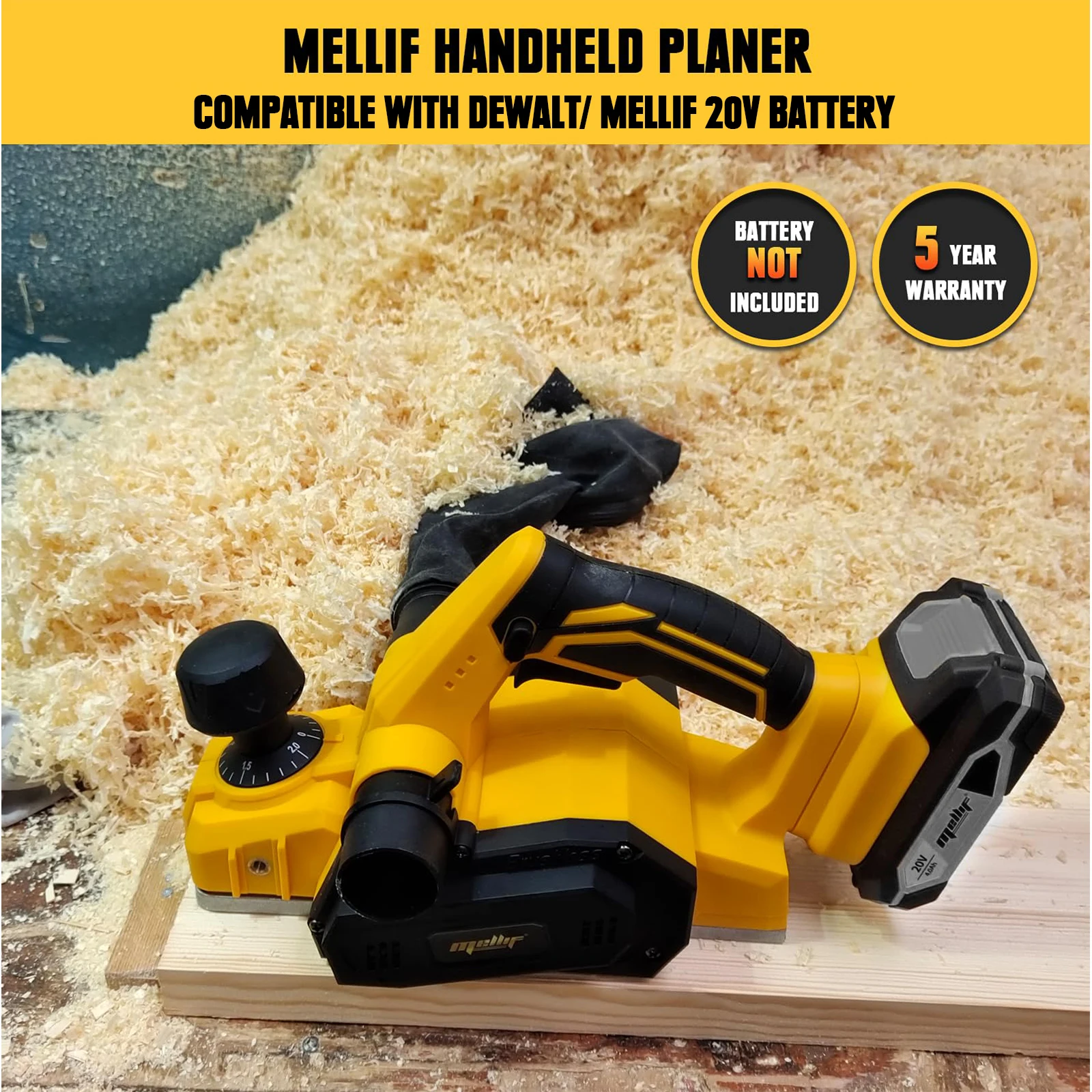 Cordless Handheld Planer Compatible with Dewalt 18V 20V MAX Battery, Brushless Electric Power Planer for Carpenter (NO Battery) 3