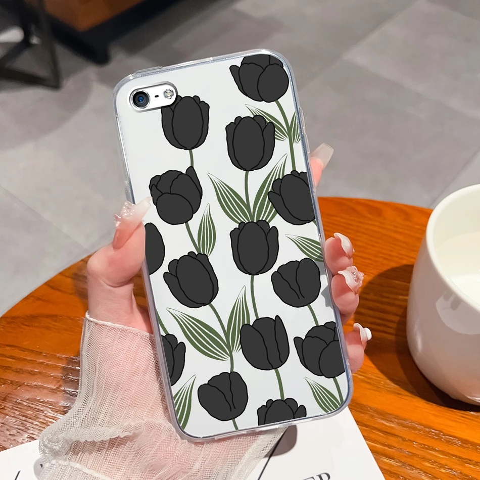 Elegant Ink Painting Soft Clear Silicone Phone Case - Premium Back Cover