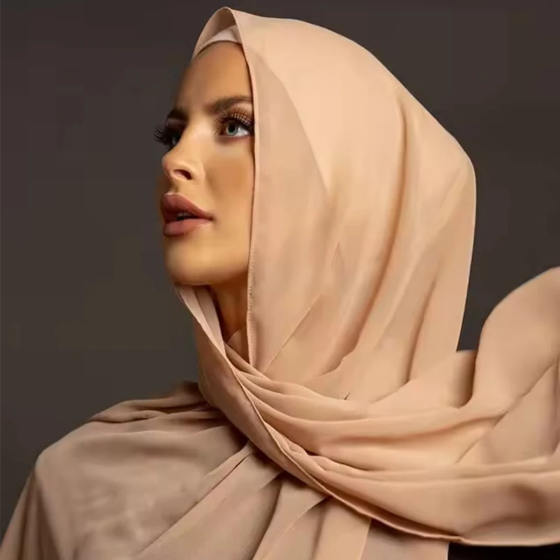 Sciarpa Hijab Chiffon Dupatta Premium - Colori Semplici, Qualit&agrave;
