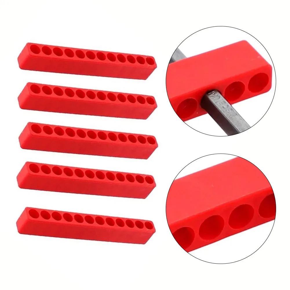 

5pcs 12 Holes Screwdriver Bit Holder Storage Plastic 1/4inch Hex Screwdriver Head Storage Drill Bit Stand Hand Tools Case Tool