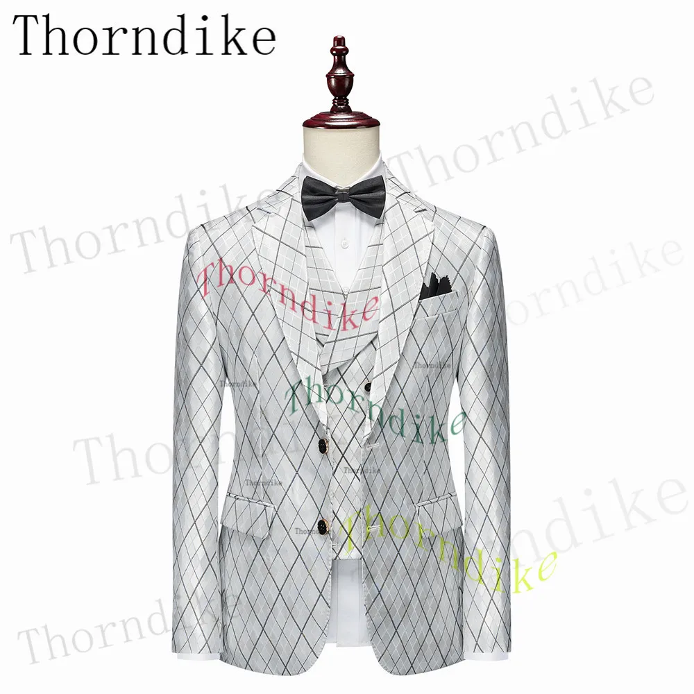 Thorndike Spring Men's Suit Foreign Trade Wedding Dress Jacket+Pants+Vest