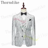 Thorndike 2023 Spring High Quality New Style Men's Suit Foreign Trade Men's Best Man Wedding Dress Suit Male Jacket+Pants+Vest 2