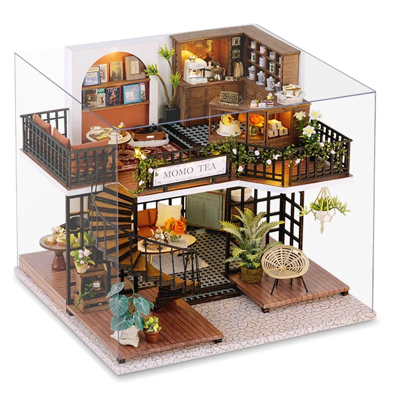Deluxe Wooden Dollhouse 3D Puzzle Kit with Furniture