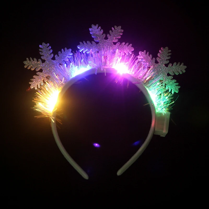 LED light Christmas headband elk horn snowflake Xmas tree headware for home girls women New Year gift hair headband hair accessories