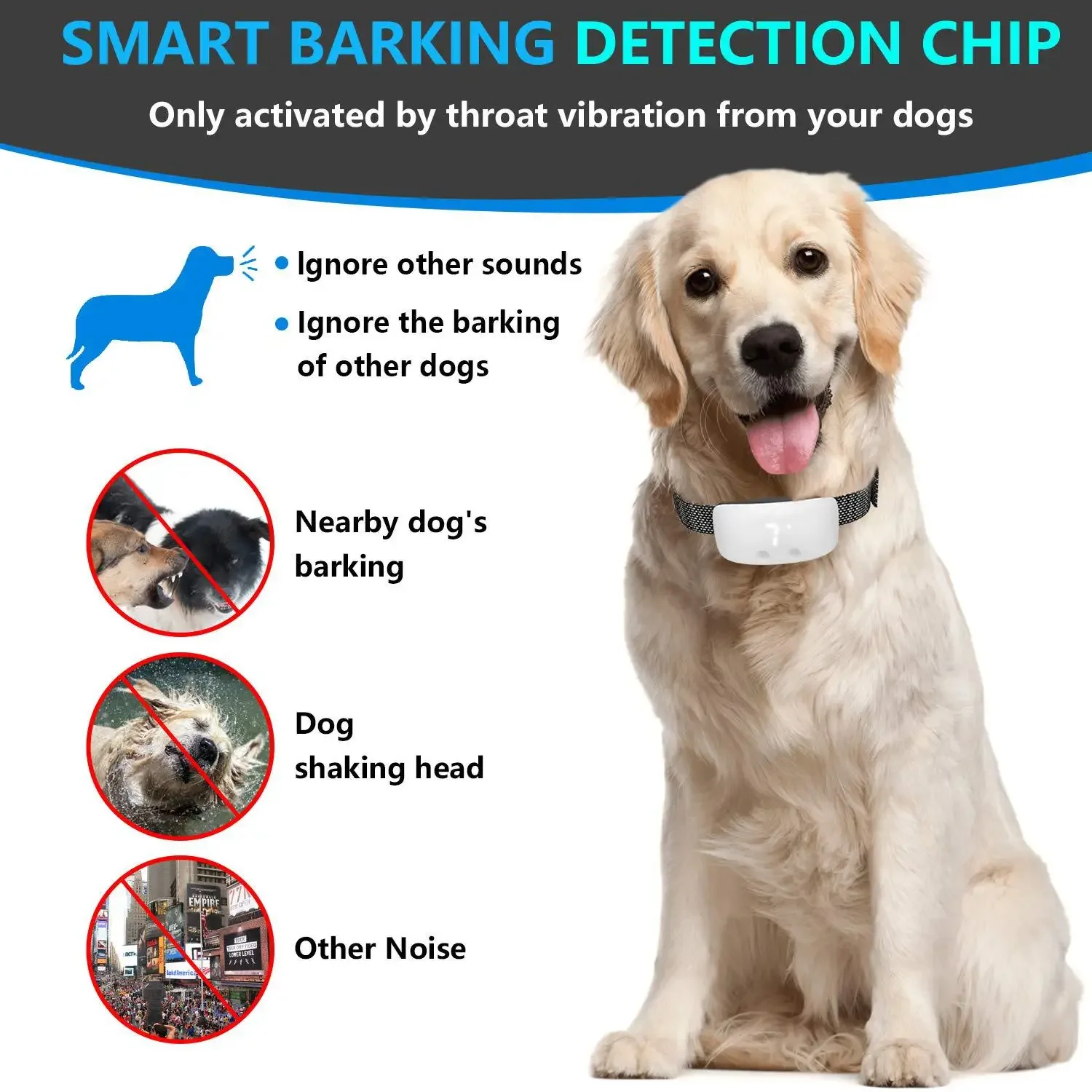 Touch Auto Anti Bark Collar Bark Stopper Effective Stop Barking Waterproof Electric Training Clicker Waterproof Dog Accessories