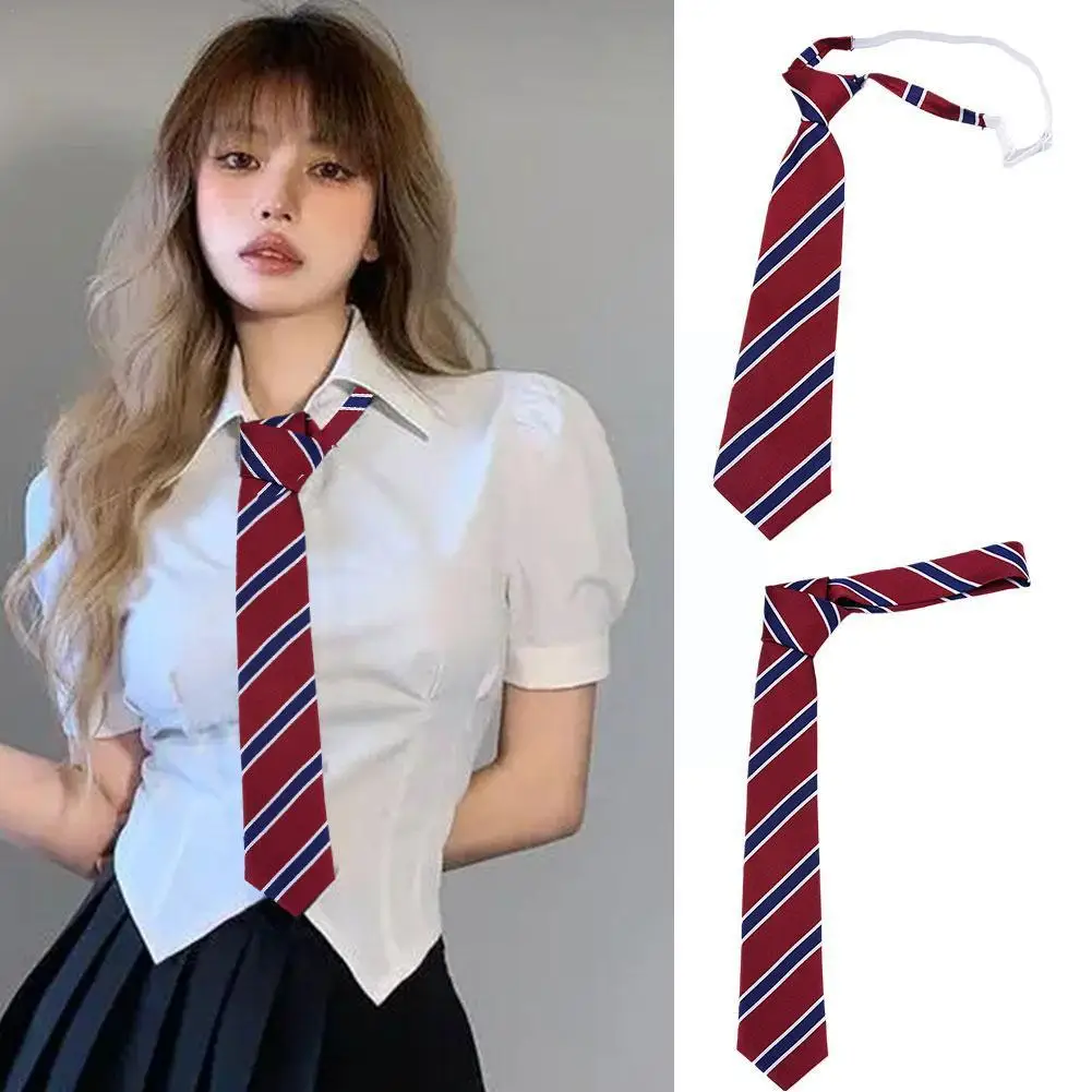 

Women Men Stripe Tie Retro Jacquard Neck Tie Slim Necktie Korean Style JK Trendy College Simple Accessories All-match K1R9