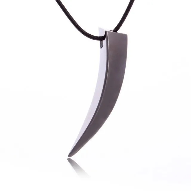 Retro Stainless Steel Wolf Fang Tooth Spike Pendant Necklace Men Women Animal Tooth Leather Rope Black Necklace Moon Jewelry 6