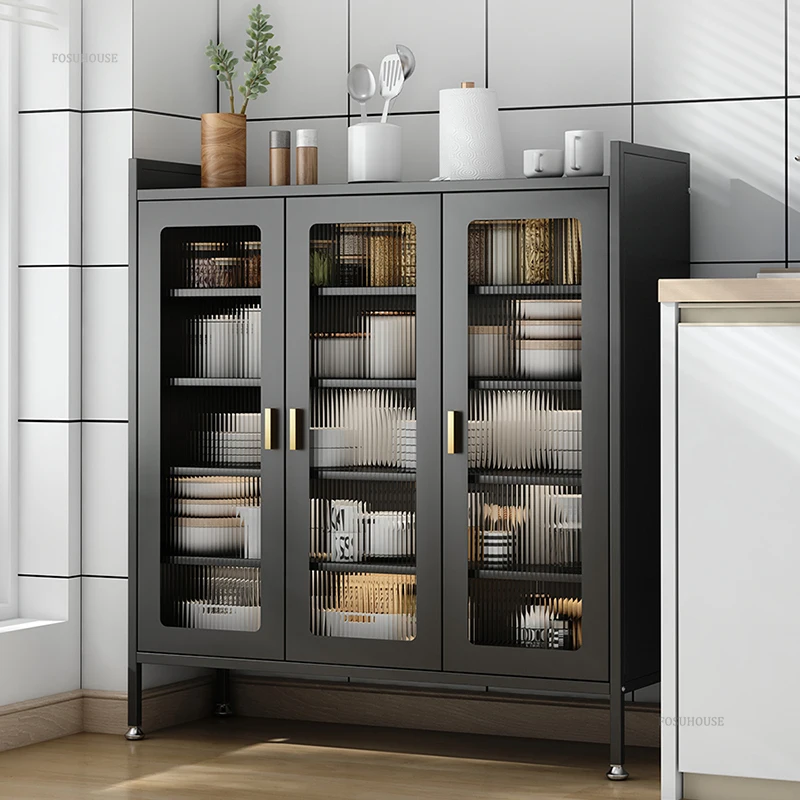 Modern Metal Kitchen Cabinet Household Dust-proof Kitchen Cabinets with Door Multi-functional Small Appliance Storage Cabinet 4