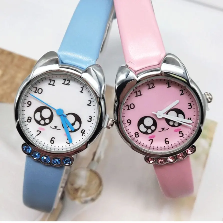 Children Cartoon Watch Girl's Quartz Watch Primary School Boy's Cute Leather Belt Simple Crystal Clock Baby Gifts Droppshipping 2