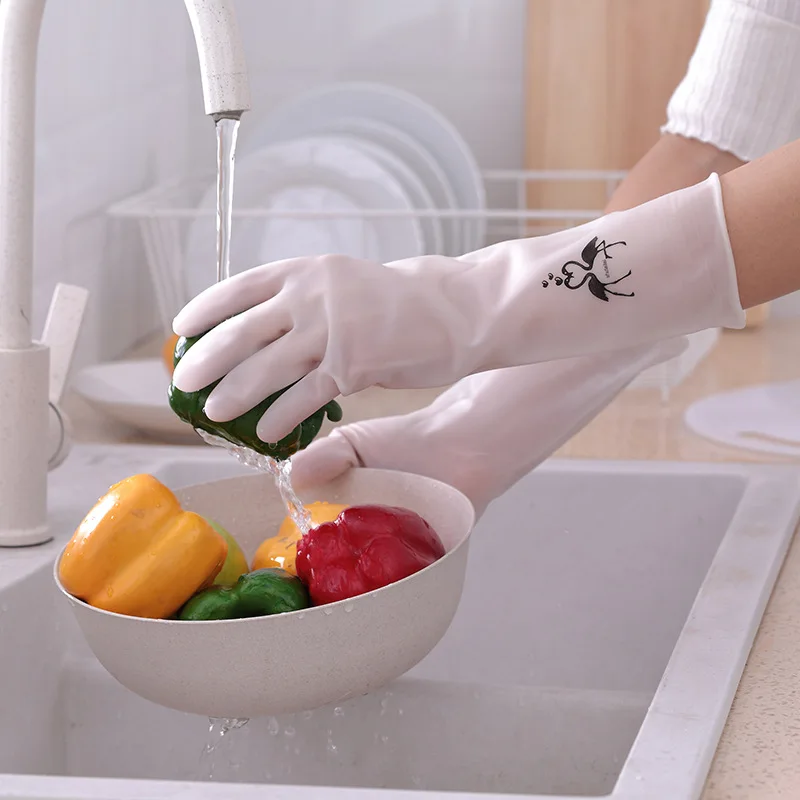 

Female waterproof rubber latex dishwashing gloves kitchen durable cleaning housework chores dishwashing tools