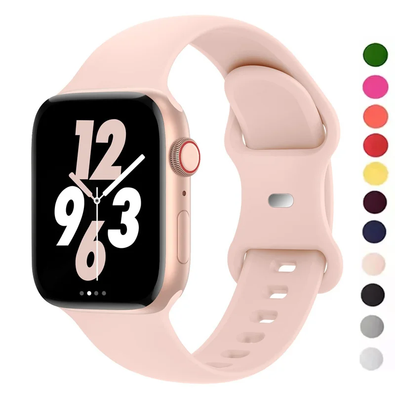 

Ремешок силиконовый для Apple Watch, спортивный браслет для iwatch series 8 7 6 5 4 3 SE 9 Ultra 2 49 мм 44 мм 45 мм 40 мм 41 мм 38 мм 44 45 мм