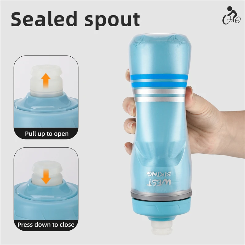 WEST BIKING Cycling Water Bottle Cold Water Insulated Thermal Silicone Bottle Fitnes Outdoor Bicycle Portable 620ml Kettle bicycle water bottle,water bottle,sports bottle