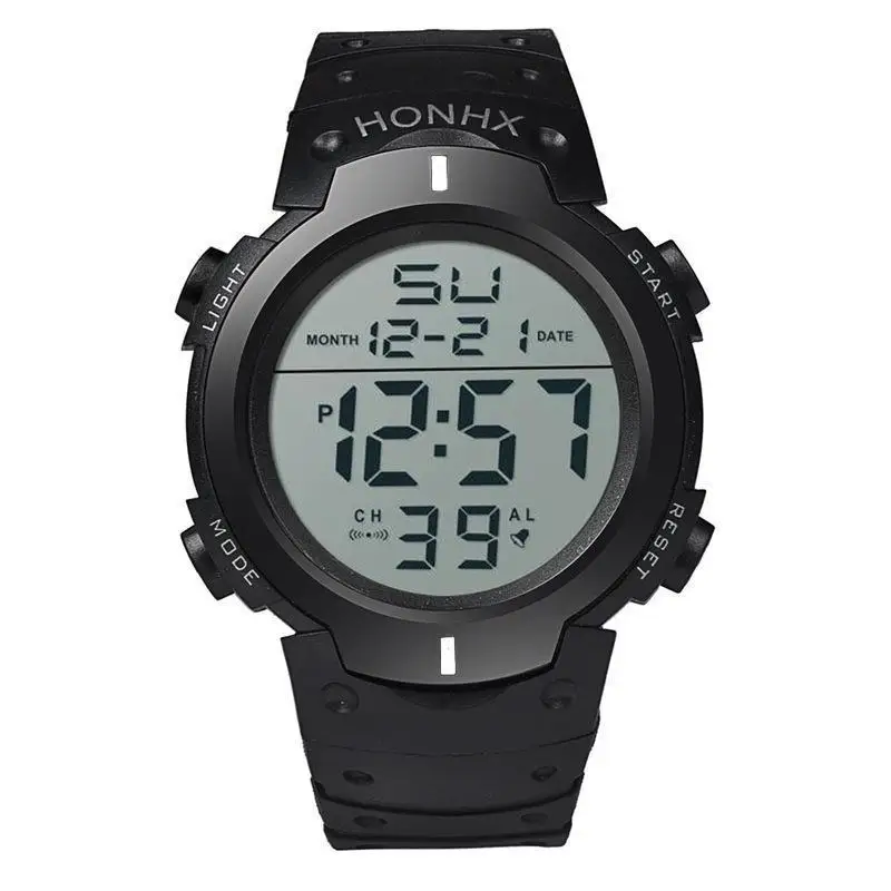 Men's sports LED watch, men's digital clock, multifunctional rubber watch, men's fitness athlete timing electronic watch - 5