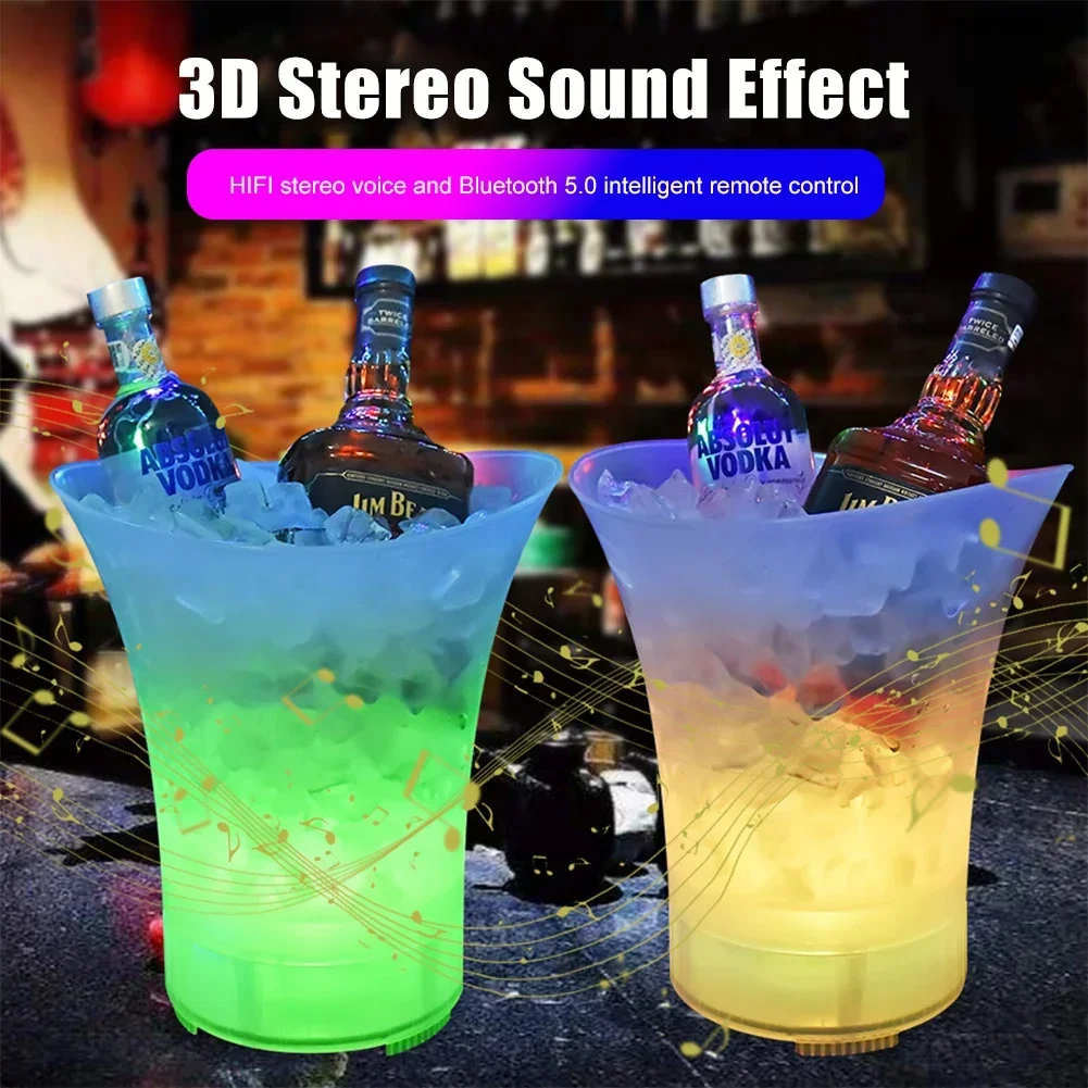 7L Large Capacity Champagne Beer LED Ice Buckets Wine Beer Ice Buckets With Bluetooth Speaker Drink Container For Home Bar