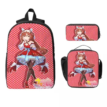 3Pcs Umamusume Pretty Derby Backpack Set for Girls Boys Pen Bags Bookbag Sets with Lunch Box For School Students Daypack 1