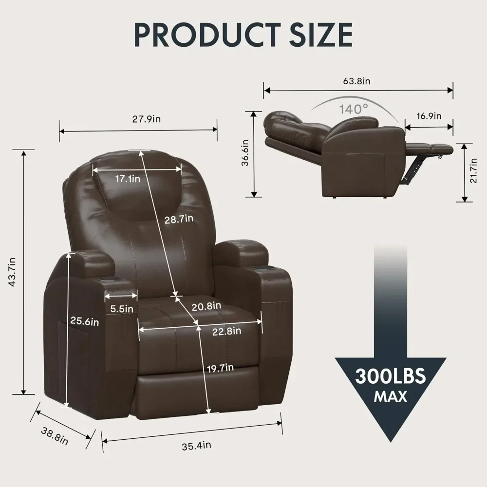 Power Lift Recliner Chair for Elderly,PU Leather Lift Chair Sofa w/Cup Holders, Side Pockets for Living Room Bedroom