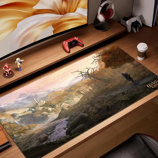 Mousepad Anime Mouse Pad Xxl Baldurs Gate 3 Setup Gaming Accessories PC Gamer Cabinet Games Computer Desk Gadgets Support Laptop 3