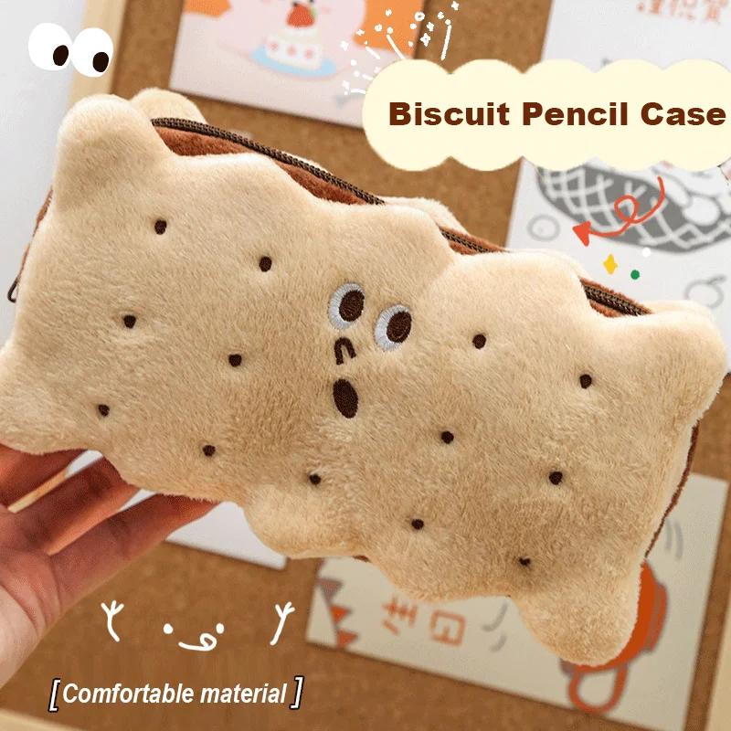 

Cute Cookie Pen Bag Sandwich Soft Plush Pencil Case Creative Kawaii Cartoon Biscuit Purse Kids Birthday Gift School Stationery