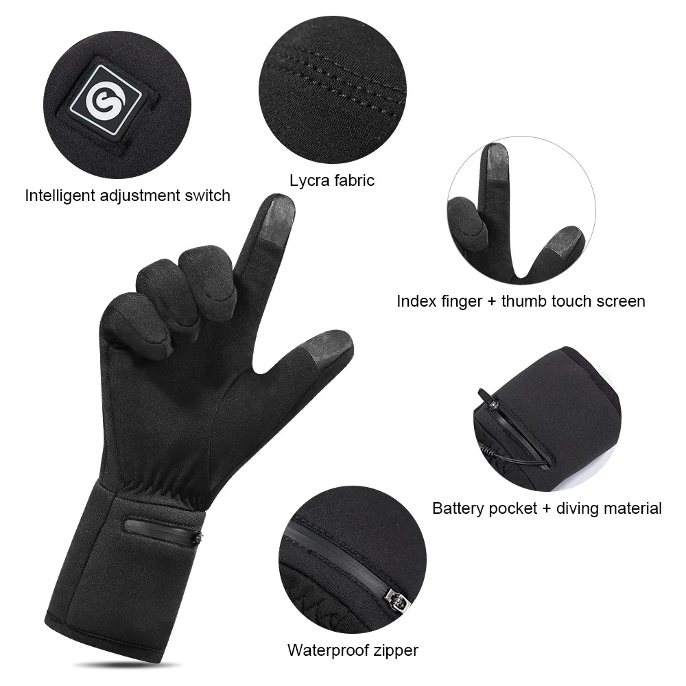 SAVIOR Winter Thermal Heated Gloves For Adult Rechargeable Battery Goatskin Leather Wind Waterproof Warm Hand Ski Gloves 3 Gears compression gloves