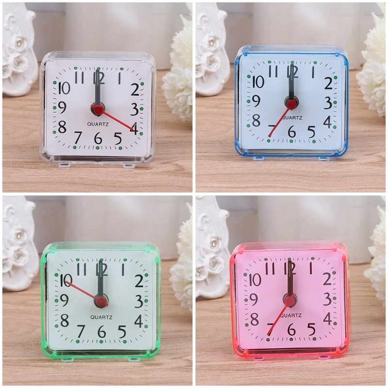 G5AB Mini Square Alarm Clock Mute Analog Non Ticking Birthday Gift Attachment images - 6
