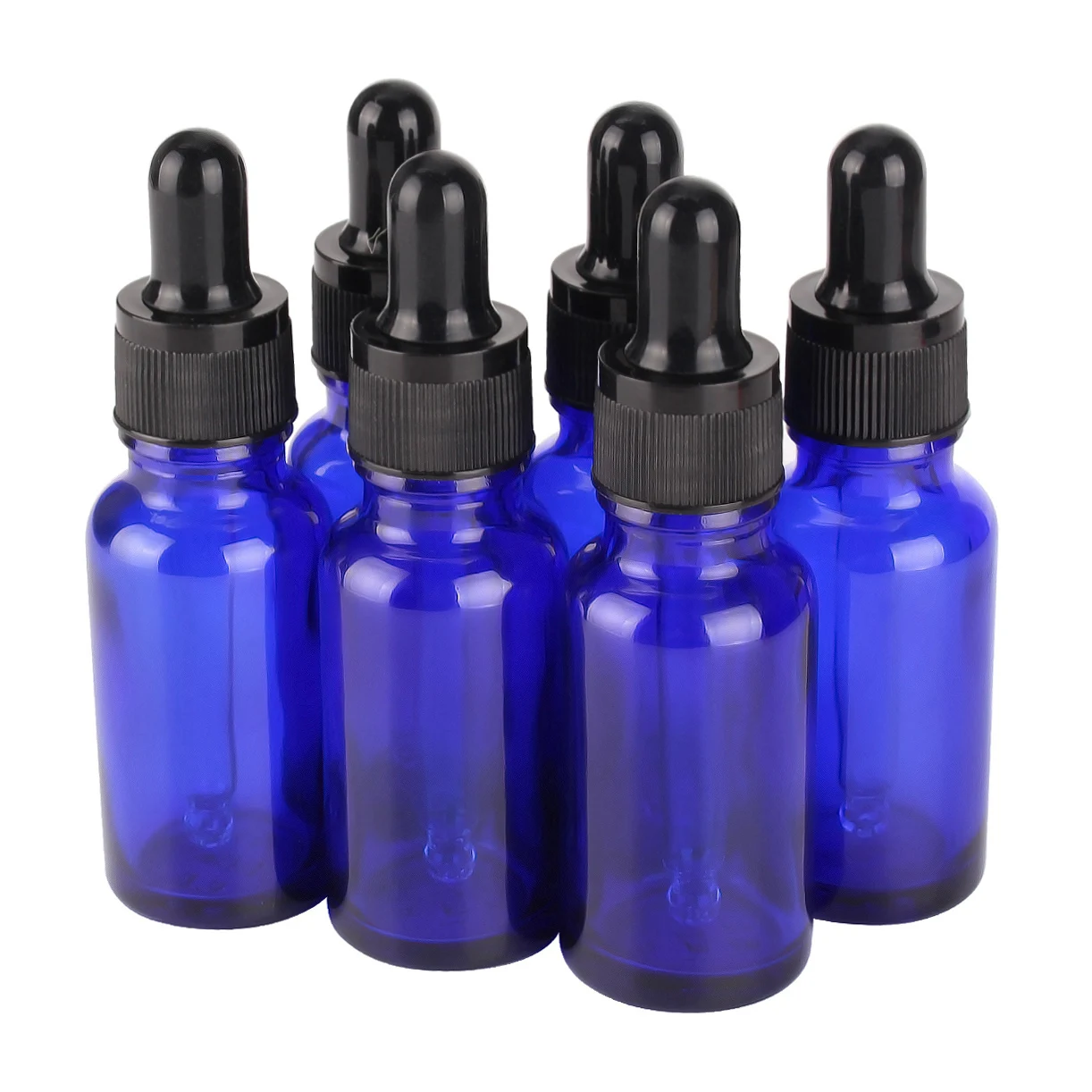 

6 pcs/lot 5ml 10ml 15ml 20ml 30ml 50ml 100ml Empty Blue Glass Dropper Bottles with Glass Pipettes for Essential Oils Cosmetic