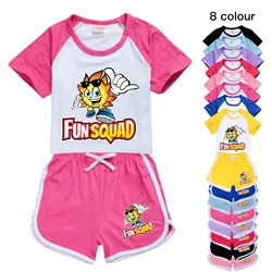 Kawaii Fun Squad Gaming Clothes Children Summer T-Shirts+Shorts 2Pcs/Sets Kids Cotton Casual Sportswear Boys Girl Tracksuits