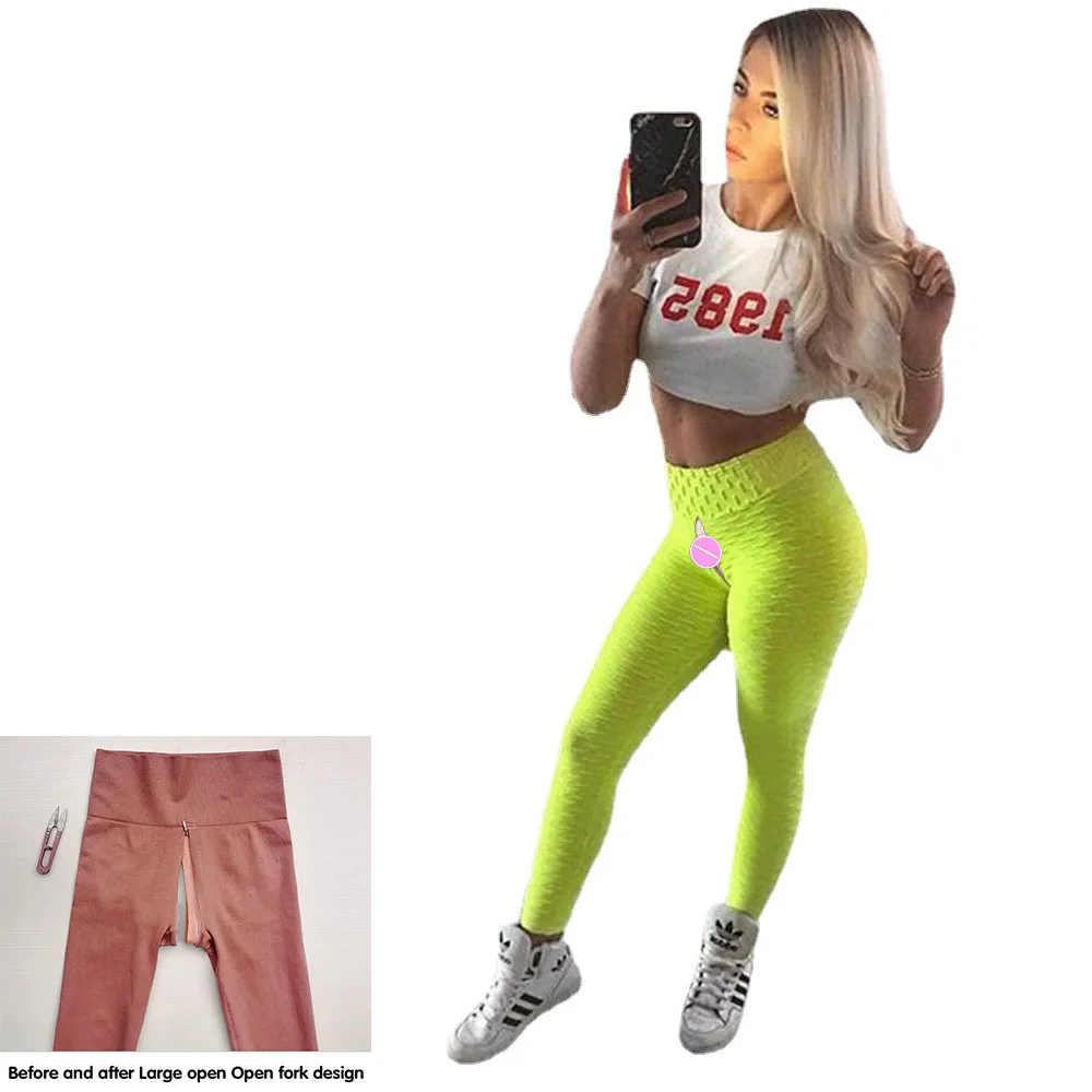 Invisible Open-Seat Pants Bubble Pants Yoga Leggings Lady Outdoor Sex Convenient Trousers Sexy Fitness Sex Gym Women's Clothing