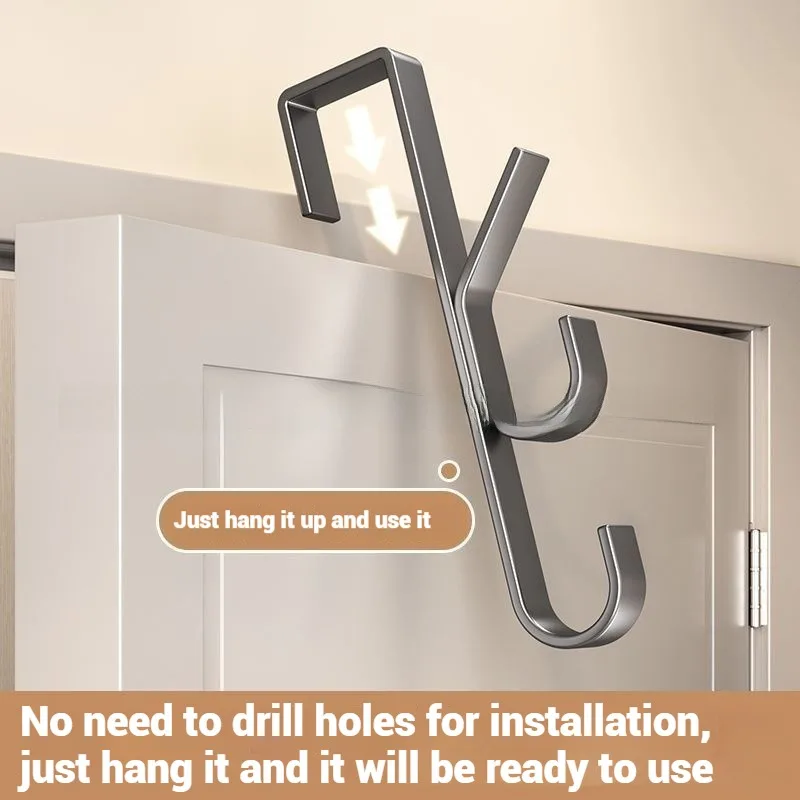 No Drill Door Hooks-Over Door Hanger For Clothes-Wall Mounted Coat Rack For Bedroom & Dorm Space Saving Design storage hook door hook