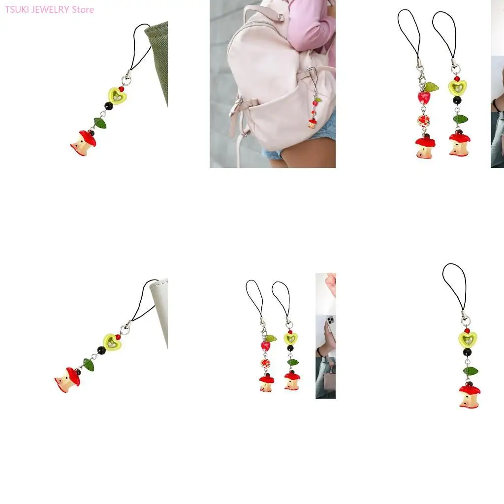 62ke gebissen Obst Perlen Telefon Charme Straps Schlüsselhänge Anhänger Bag Dekoration
