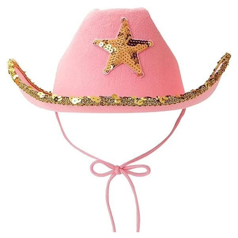 

Country Cowboy Hat Pink Hats with Star Decoration Perfect for Parties and Outdoor Activities