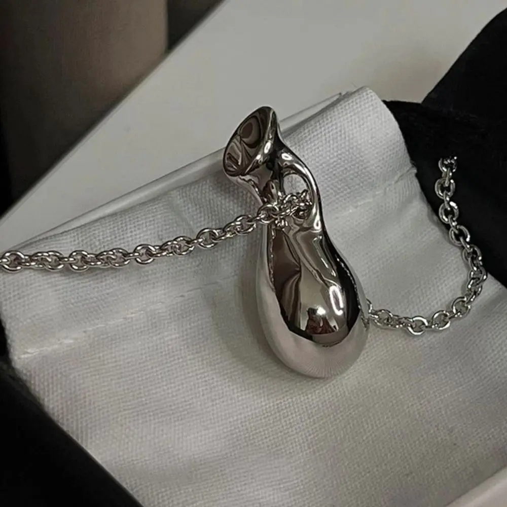 Metal Long Necklace with Mini Bag and Water Bottle Pendants