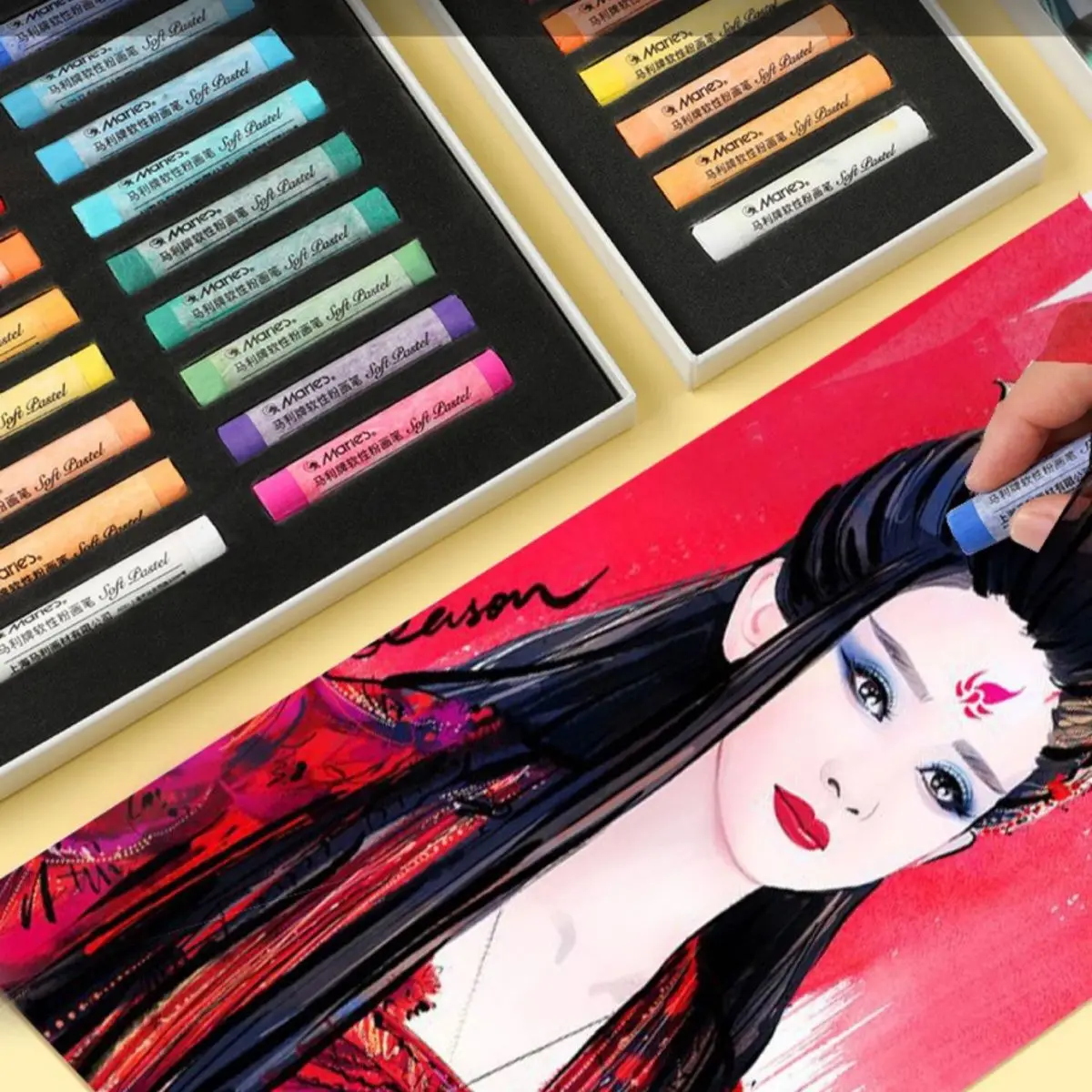 Marie's Non Toxic Artist Pastels,Circular Soft Pastels Set,Chalks 12/24/36/72 Colors Soft Dry Pastel Artist Chalk Pastel Sticks