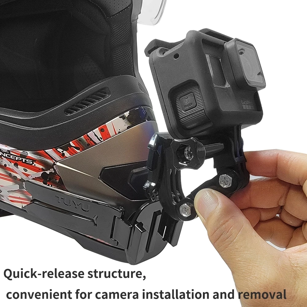Tuyu-motocicleta Capacete Frente Chin Mount Strap Suporte Dobrável para Gopro Hero 12 11 10 Insta360 Dji Eken h9 Acessório para Iphone 15 - Image 4