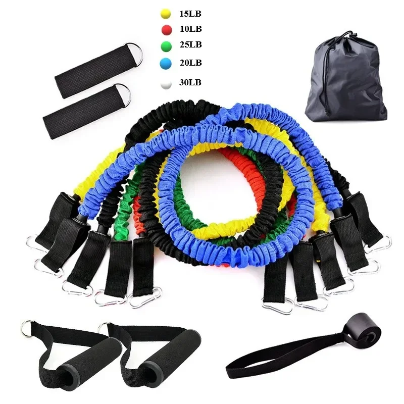 11-Piece Set Resistance Bands Tensioner Pull Rope Fitness Multi-function Tensioner Suit Muscle Training Belt Elastic Sleeve Band 1