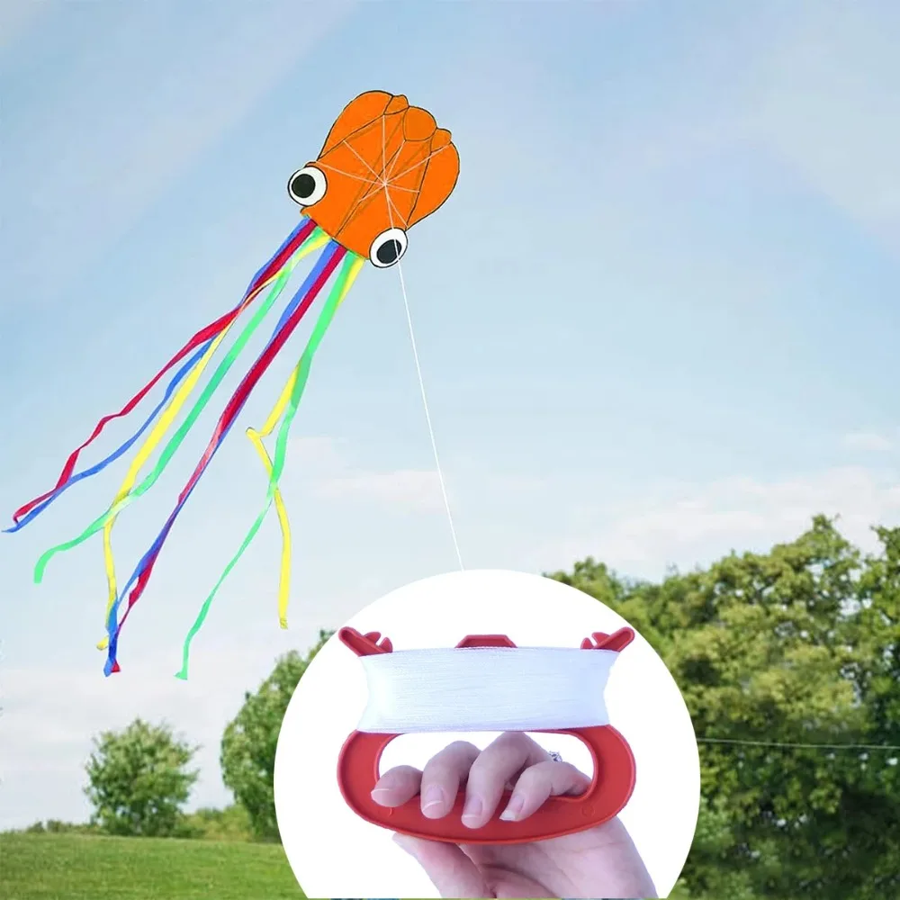 Giant Orange 3D Octopus Kite - Fun DIY Toy for Children and Outdoor Games