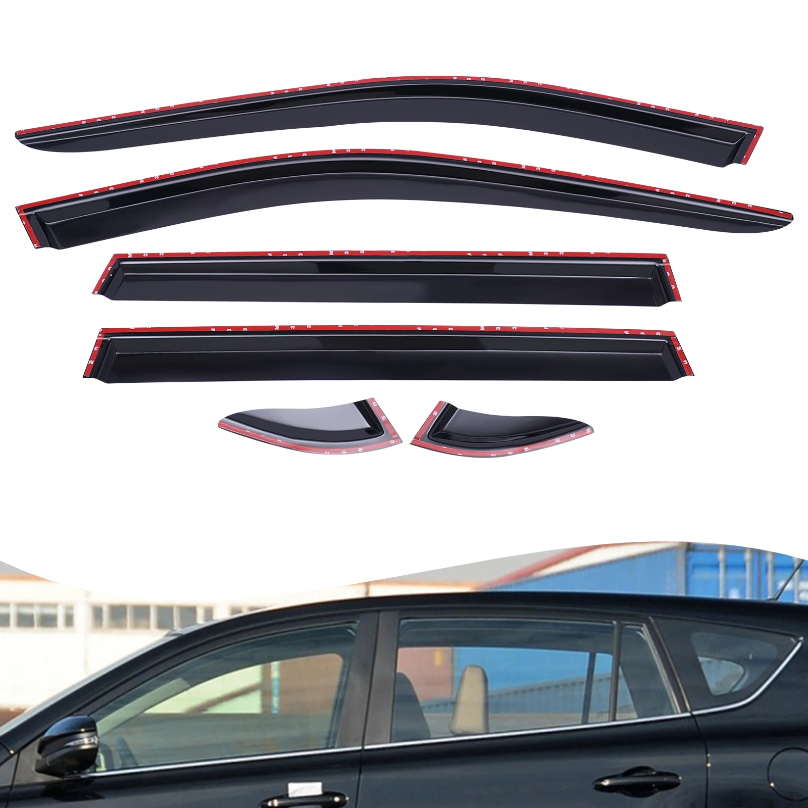 ClimAir Zijwindschermen Dark compatibel met Toyota RAV4 (5th Gen) 2018