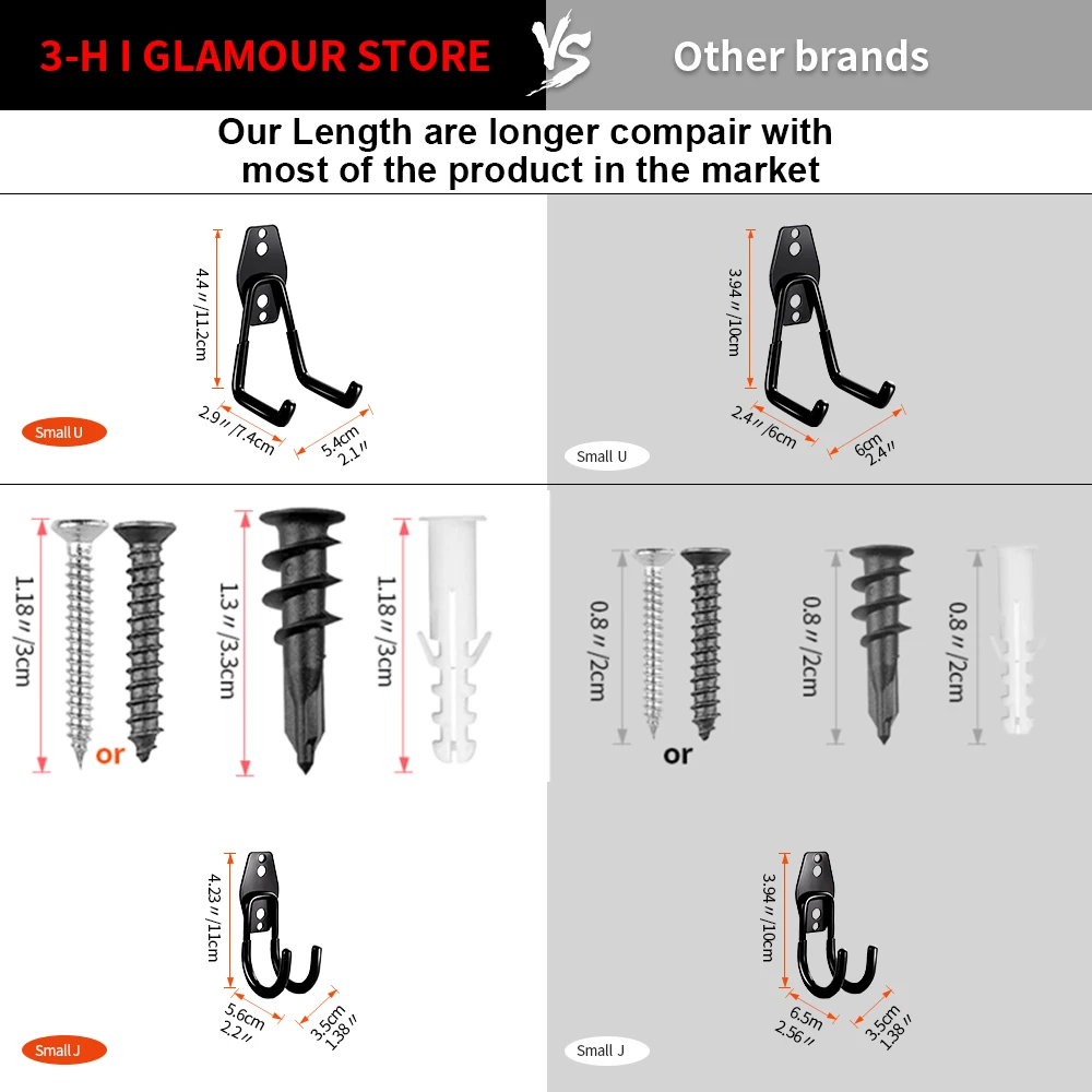 Gancio in metallo resistente per garage, organizer, montaggio a parete, ganci per bicicletta, montaggio a parete, gancio di stoccaggio antiscivolo per scale, attrezzi da giardino_voghion.com