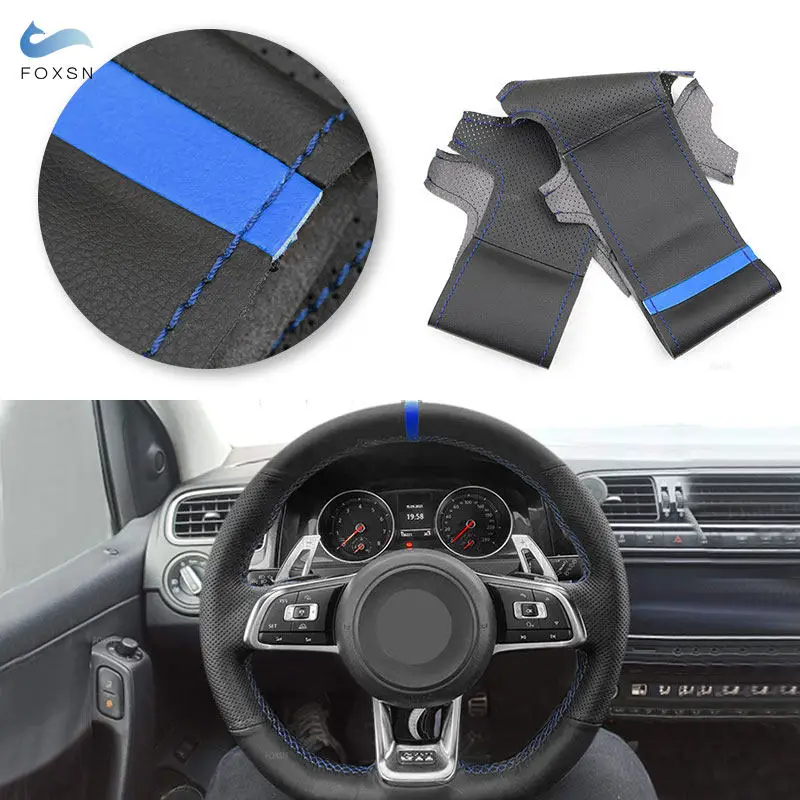 Accessori Auto Coprivolante Rivestimento In Pelle Per Vw Golf 7 Gti Golf R Mk7 14-18 Passat Polo Scirocco Blue Line Blue Strip