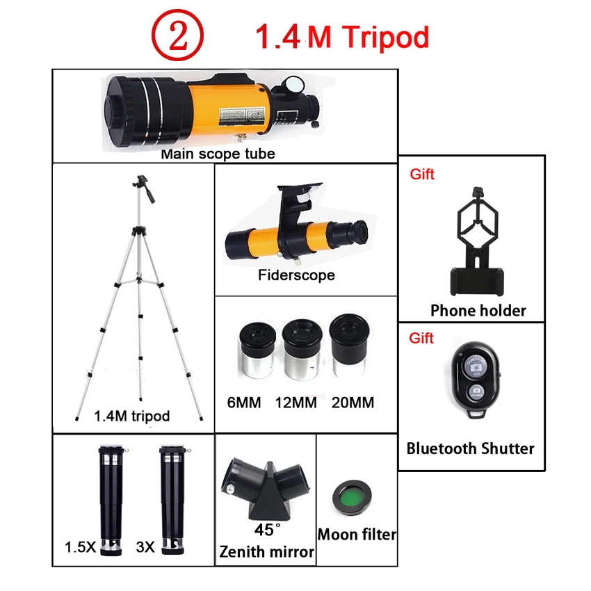 F30070M Professional Astronomical Telescope AZM70300  HD High-Power Portable Tripod  150 Times Zoom Night Vision View Moon Star 6