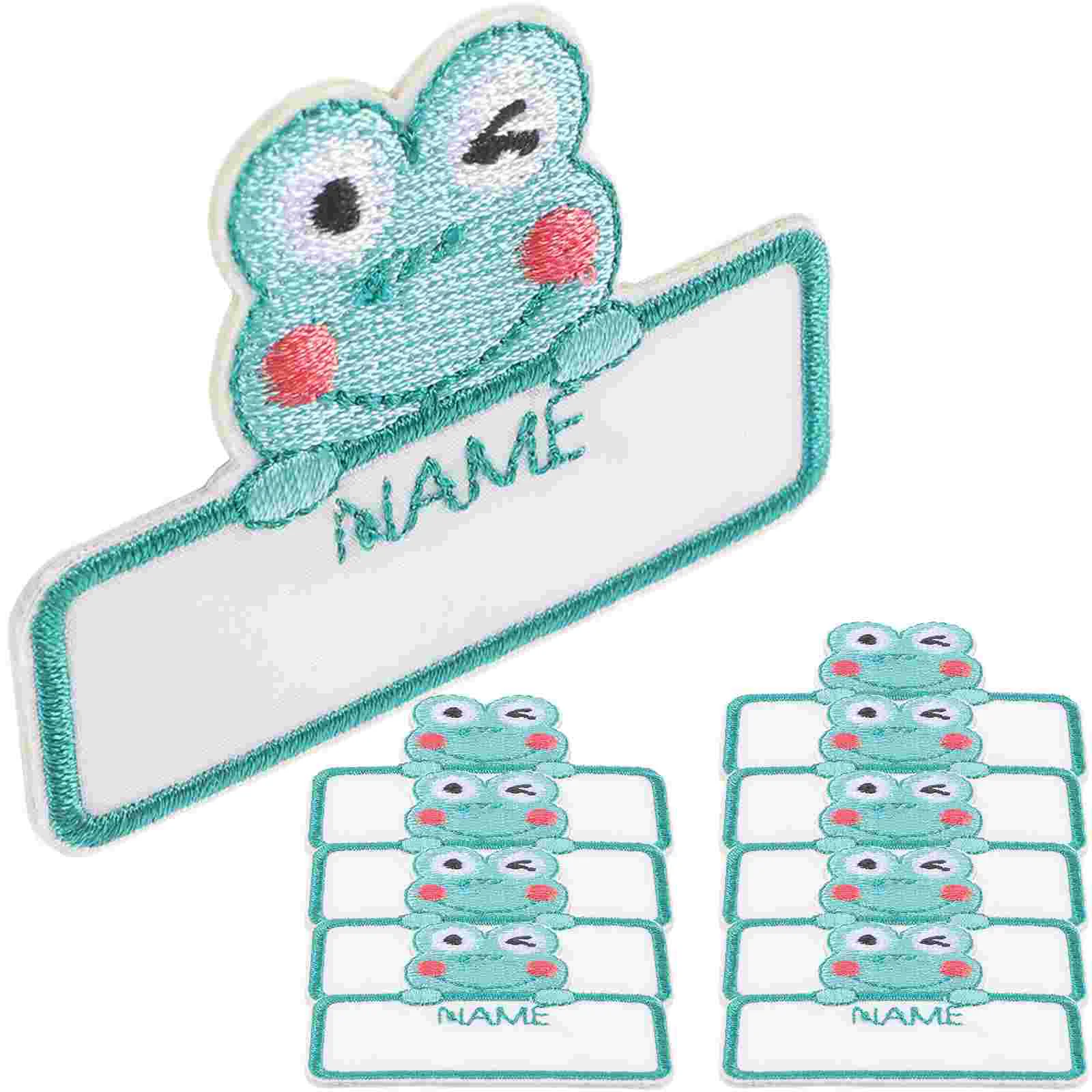 

10 Pcs Cartoon Frog Name Sticker Badge Clothing Iron Labels for Daycare Backpack Custom Tags Fabric Clothes Washable Sewing