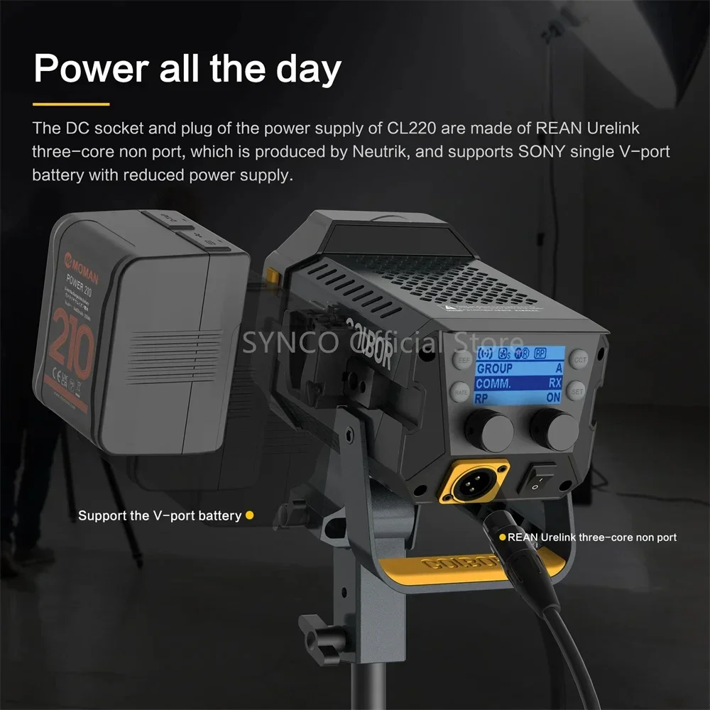 Synco COLBOR CL220 200W 2700-6500K Bi-Color PhotographyCOB Video Light with APP