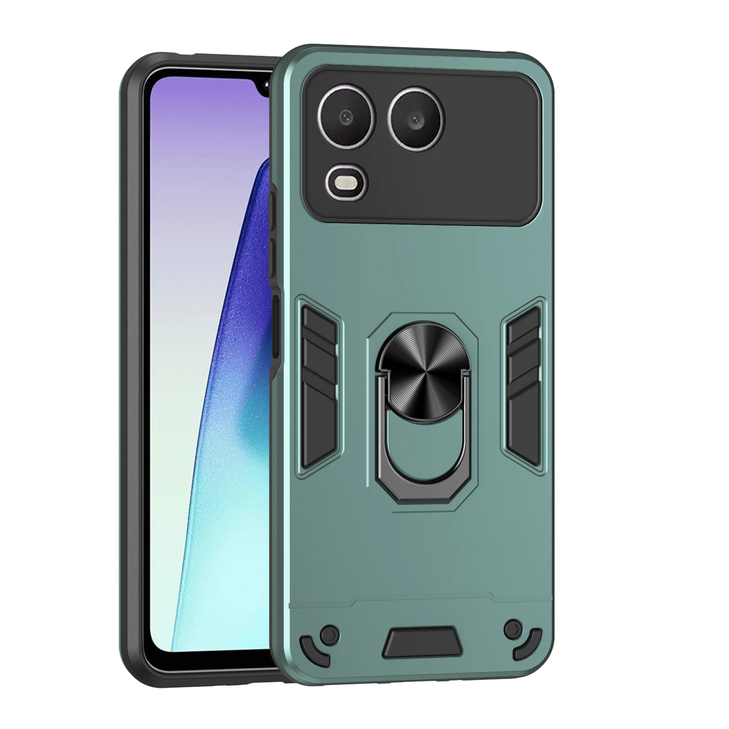 Shockproof Armor Case with Built-in Metal Stand and Magnetic Ring Holder