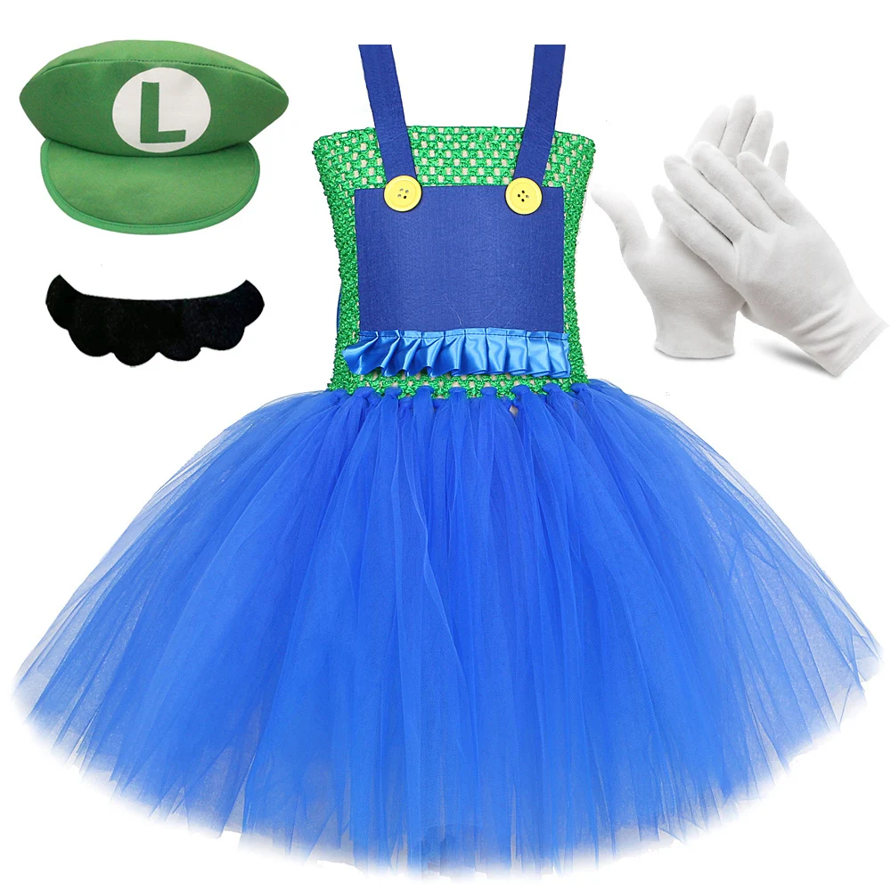 Super Bros Costumes Girls Kids Birthday Christmas Outfit Cartoon Character Tutu Dress Hat Beard Anime Game Clothes