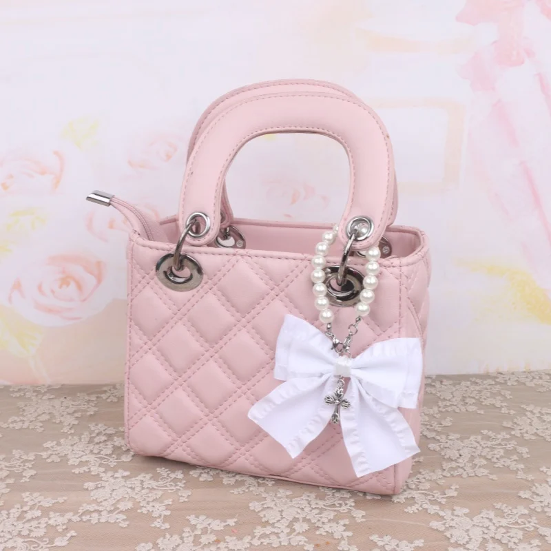 Sweet Cute Japanese Style Ladies' Pendant Fashion All-Match Bow Beaded Pearl Pendant Handmade Suitcase Accessories for Women