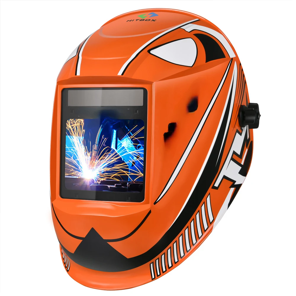 

Welding Helmet Auto Darkening Large Viewing Screen Hood Solar Lithium 4 Arc Sensor TIG MIG Arc Grinding Welder Mask