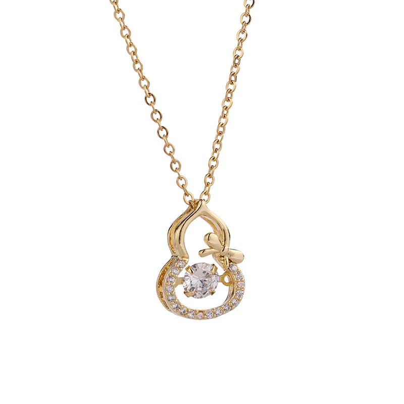 

Bowknot Gourd Clavicle Beating Heart Zircon Chain Pendant Necklace Nimble Mother's Day Woman Wedding Family Friend Jewelry