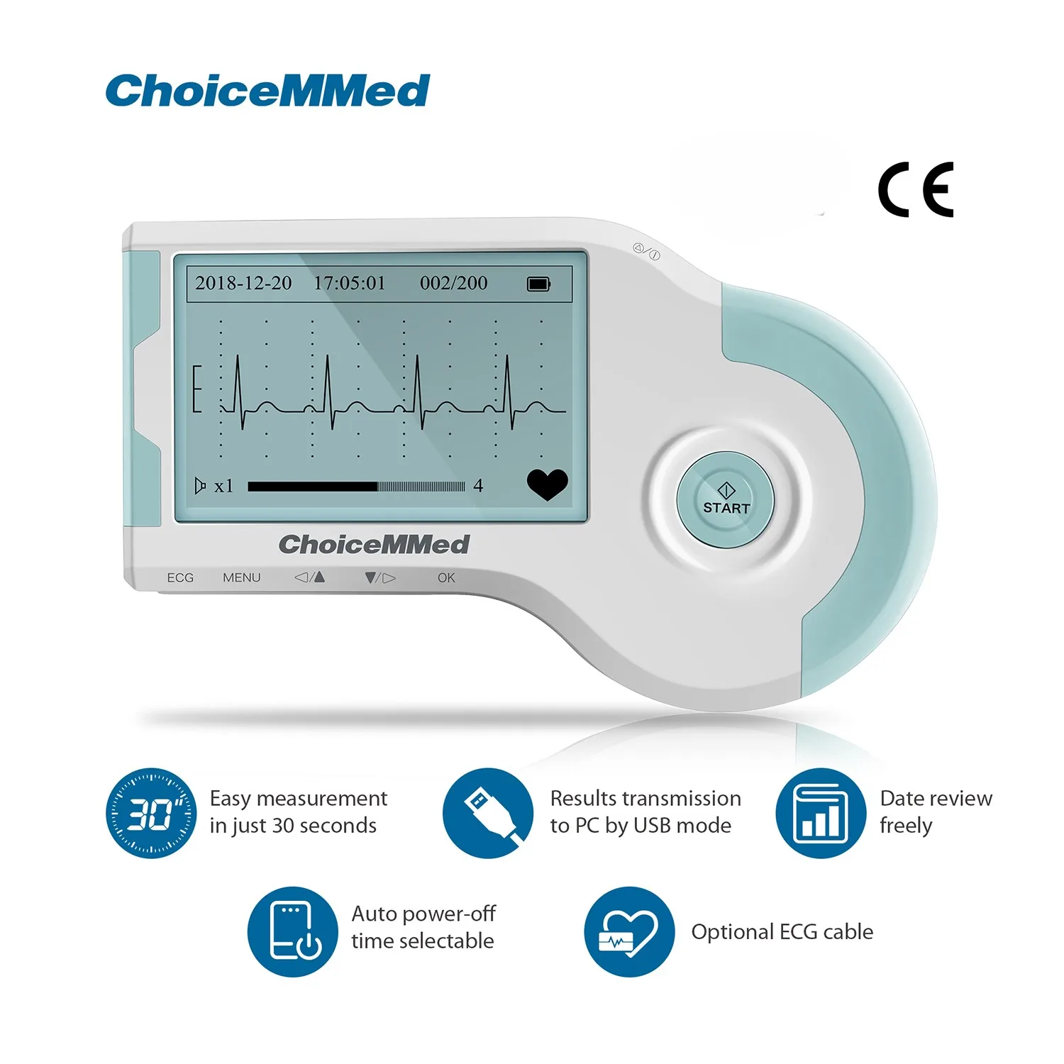 ChoiceMMed Handheld ECG Monitor EKG Real-time Monitoring Of Heart Rate Holter Continuous Measurement Electrocardiogram ecg monitor