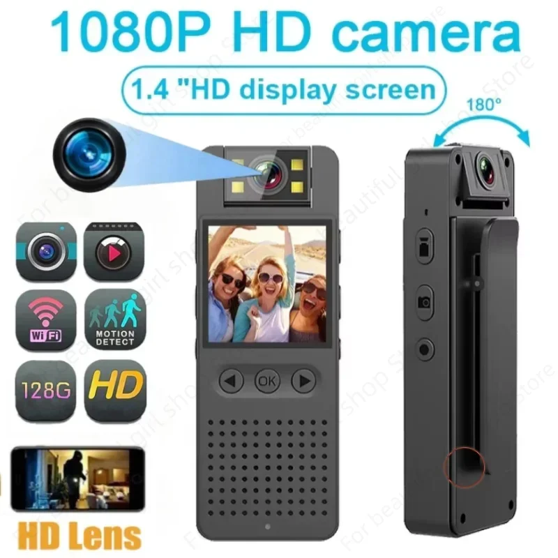 1080P HD Mini Camera WiFi Night Vision 180°Rotating Lens Outdoor Sports Body Cam Portable Handheld Clip Law Enforcement Recorder 2