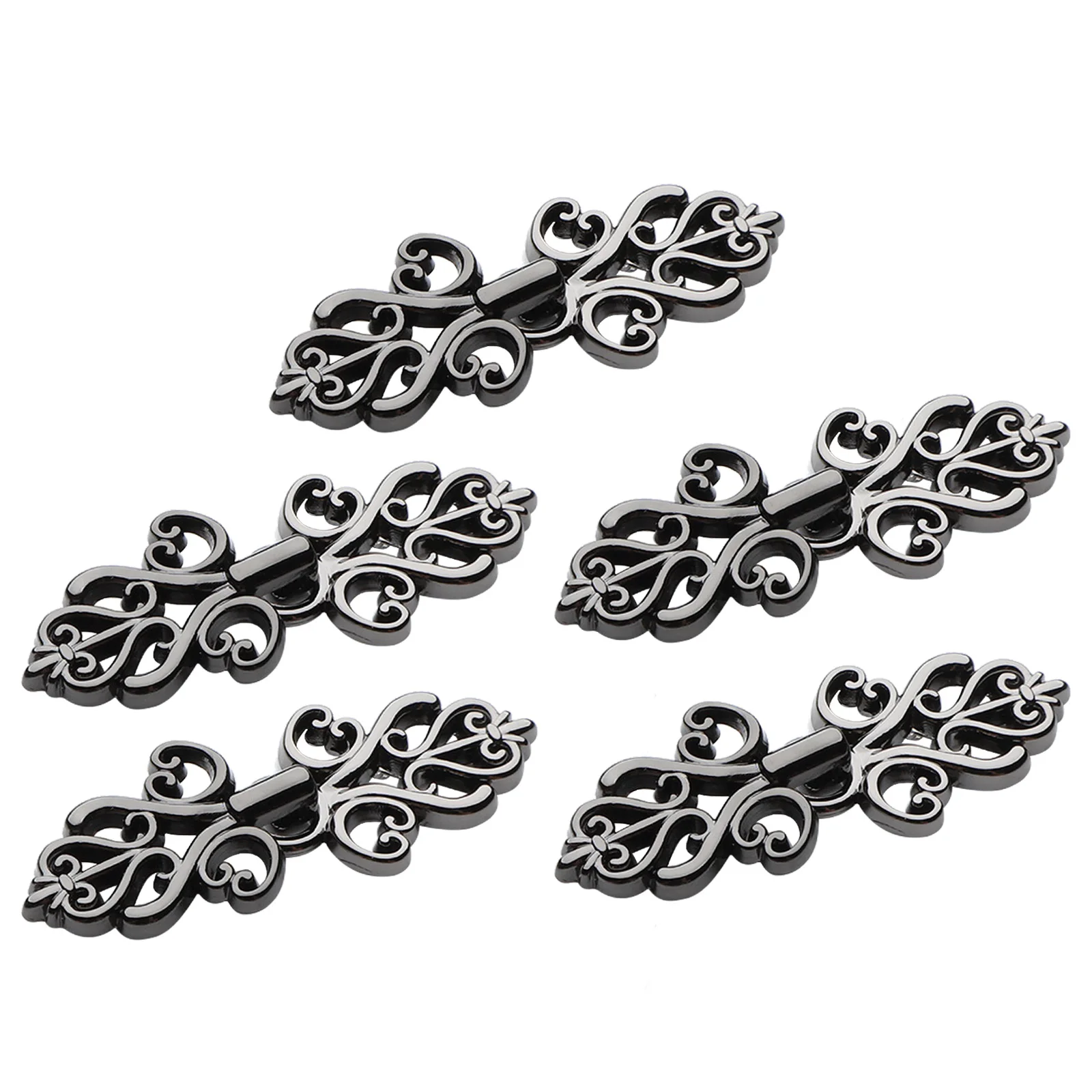 5 Pair Metal Hook and Eyes Clasps Swirl Clips Vintage Frog-Button