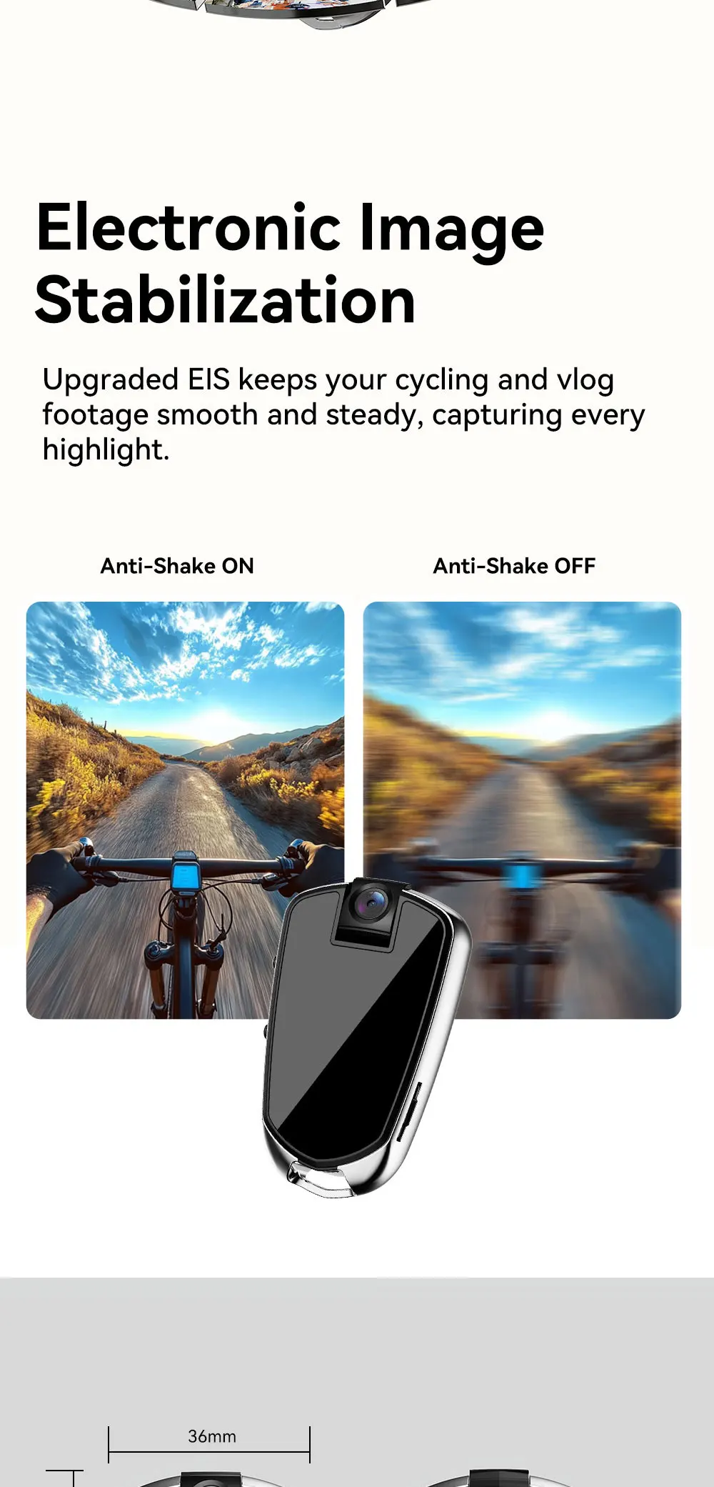 عرض خلفي للكاميرا الصغيرة الدقيقة مع زر التحكم.